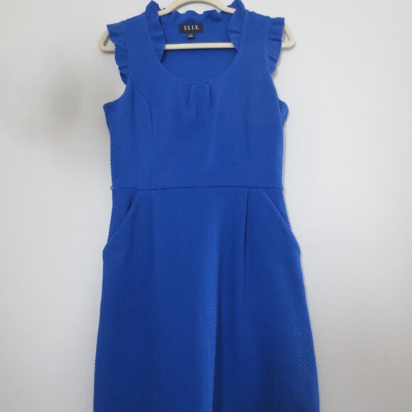 Elle - Retro Fitted Blue Dress - NWOT - Picture 2 of 8